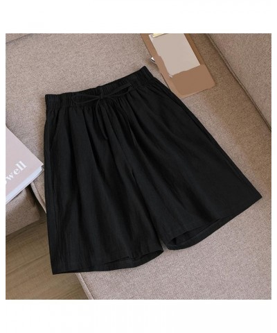 Womens Casual Drawstring Sweat Shorts Elastic Waist Running Workout Shorts with Pockets Women's Wide Leg Pants Black - 2024 P...