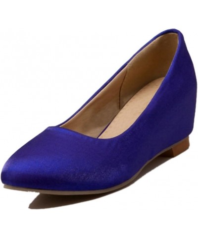 Women Working Shoes with Wedge Heel and Court Shoes Blue $22.52 Pumps