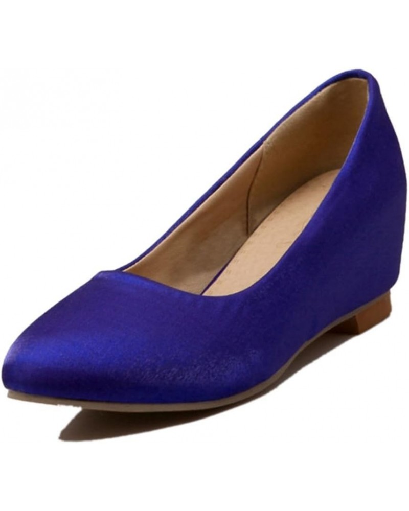 Women Working Shoes with Wedge Heel and Court Shoes Blue $22.52 Pumps