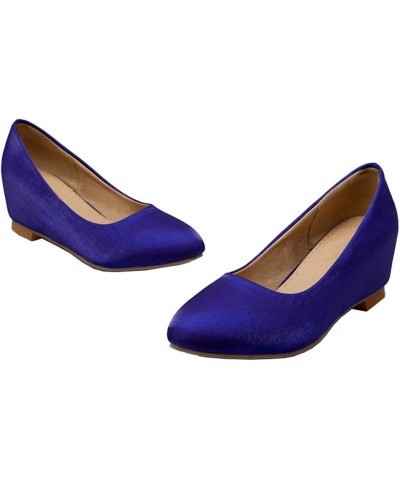 Women Working Shoes with Wedge Heel and Court Shoes Blue $22.52 Pumps