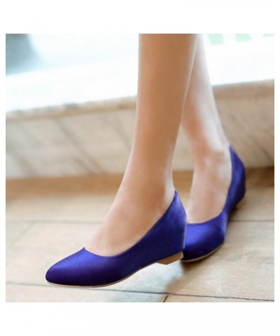 Women Working Shoes with Wedge Heel and Court Shoes Blue $22.52 Pumps