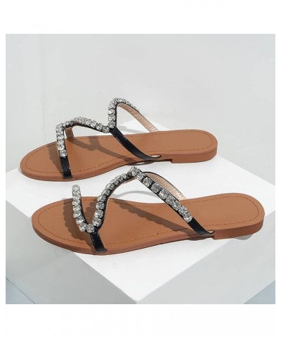 wedding sandals for bride wide width toe flip flop summer sandals women cute sandals for women Z 04-black $11.60 Sandals