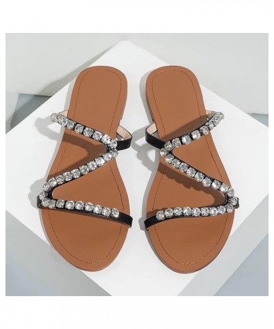 wedding sandals for bride wide width toe flip flop summer sandals women cute sandals for women Z 04-black $11.60 Sandals