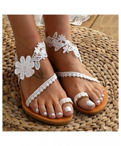 Womens Comfortable Arch Support Casual Flat Sandals Strappy Thong T-Strap Summer Flip Flops Sandal 80-ibzwp-white-10 $11.60 S...