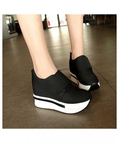 Women Sneakers Wedges Boots Platform Shoes Slip On Ankle Boots Casual Shoes Black $18.53 Boots