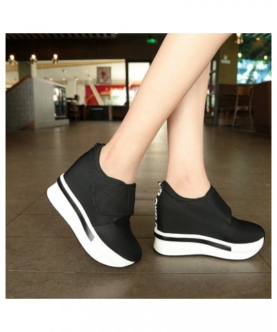 Women Sneakers Wedges Boots Platform Shoes Slip On Ankle Boots Casual Shoes Black $18.53 Boots