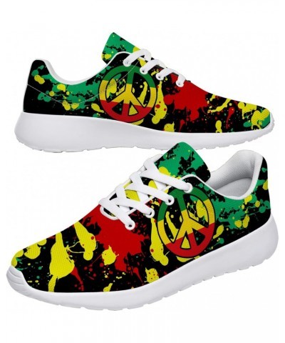 Reggae Rasta Peace Sign Shoes for Women Men Lightweight Non-Slip Sneakers Tennis Shoes Gifts for Big Kids,US Size 11.5 Men,Wh...