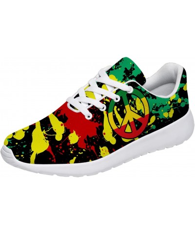 Reggae Rasta Peace Sign Shoes for Women Men Lightweight Non-Slip Sneakers Tennis Shoes Gifts for Big Kids,US Size 11.5 Men,Wh...