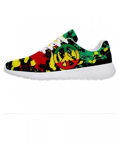 Reggae Rasta Peace Sign Shoes for Women Men Lightweight Non-Slip Sneakers Tennis Shoes Gifts for Big Kids,US Size 11.5 Men,Wh...