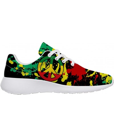 Reggae Rasta Peace Sign Shoes for Women Men Lightweight Non-Slip Sneakers Tennis Shoes Gifts for Big Kids,US Size 11.5 Men,Wh...