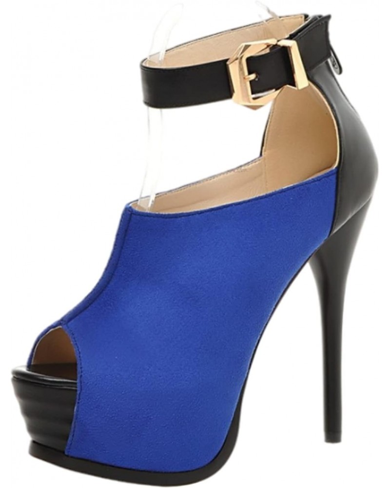 Women High Heel 13.5Cm Catwalk Fashion Shoes Nightclubs Super Sexy High Heel Buckle Sandals,Blue,7.5 $28.87 Sandals