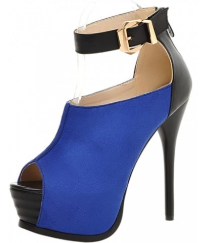 Women High Heel 13.5Cm Catwalk Fashion Shoes Nightclubs Super Sexy High Heel Buckle Sandals,Blue,7.5 $28.87 Sandals