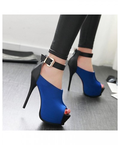 Women High Heel 13.5Cm Catwalk Fashion Shoes Nightclubs Super Sexy High Heel Buckle Sandals,Blue,7.5 $28.87 Sandals