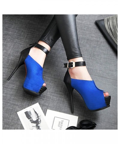 Women High Heel 13.5Cm Catwalk Fashion Shoes Nightclubs Super Sexy High Heel Buckle Sandals,Blue,7.5 $28.87 Sandals