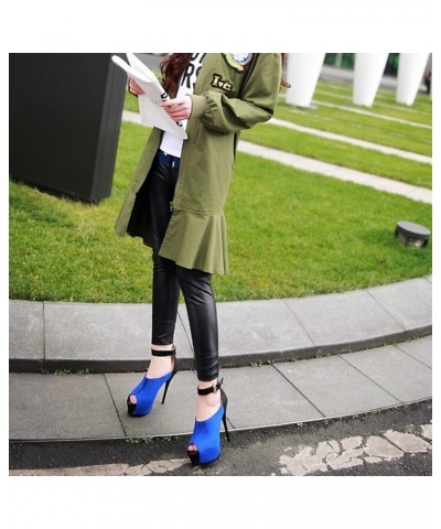 Women High Heel 13.5Cm Catwalk Fashion Shoes Nightclubs Super Sexy High Heel Buckle Sandals,Blue,7.5 $28.87 Sandals