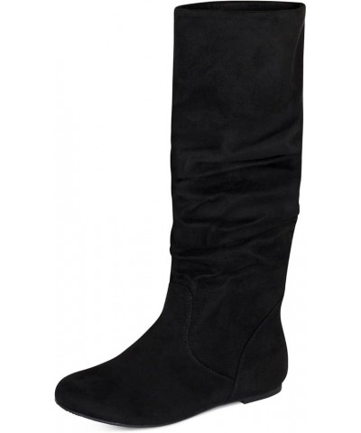 Roll- Women's Slouchy Faux Suede Knee High Pull On Flat Round Toe Boots Black Imsu $22.67 Boots