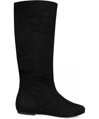 Roll- Women's Slouchy Faux Suede Knee High Pull On Flat Round Toe Boots Black Imsu $22.67 Boots