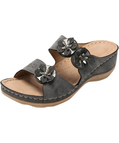 Sandals Wedges for Women Dressy Wedge Sandals for Women Bohemia Beach Platform Comfortable Open Toe Walking Grey 6.5-7 $13.07...