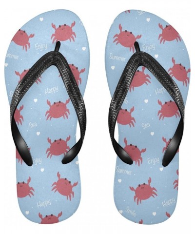 Crabs Light Blue Womens Flip Flops Sea Theme Summer Beach Sandals Casual Thong Slippers Comfortable Shower Slippers Non Slip ...