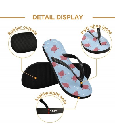 Crabs Light Blue Womens Flip Flops Sea Theme Summer Beach Sandals Casual Thong Slippers Comfortable Shower Slippers Non Slip ...