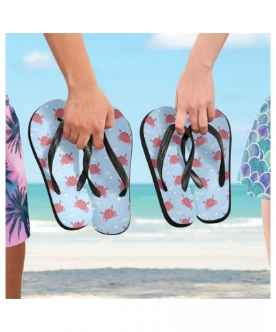 Crabs Light Blue Womens Flip Flops Sea Theme Summer Beach Sandals Casual Thong Slippers Comfortable Shower Slippers Non Slip ...