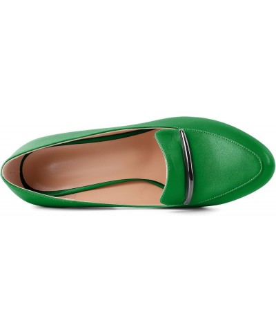 Womens Slip On Loafer Heels High Chunky Pumps Block Round Toe 3.1 Inches Matte Elegant Shoes Matte Green $35.24 Loafers & Sli...