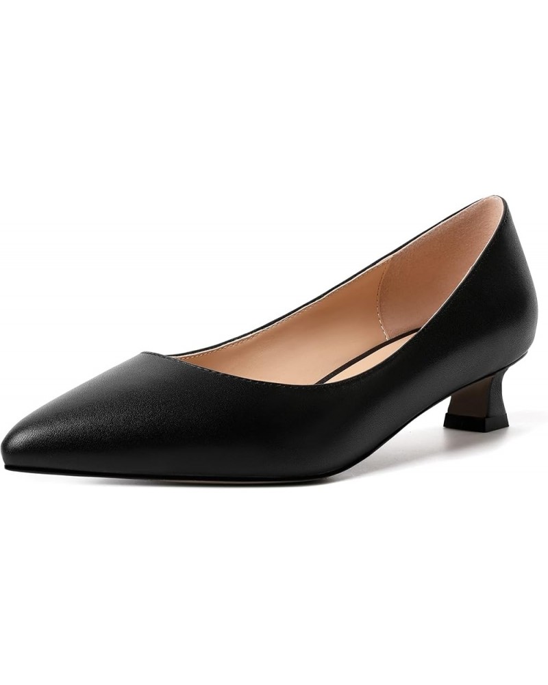 Womens Slip On Solid Casual Pointed Toe Office Suede Kitten Low Heel Pumps Shoes 1.5 Inch Black $14.70 Pumps