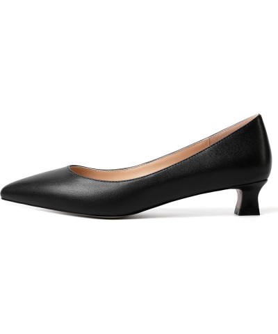 Womens Slip On Solid Casual Pointed Toe Office Suede Kitten Low Heel Pumps Shoes 1.5 Inch Black $14.70 Pumps