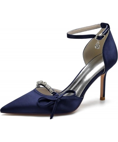 Women's Stiletto High Heels Closed Pointed Toe D'Orsay Dress Pumps Ankle Strap Party Wedding Bridal Shoes Navy $37.43 Pumps