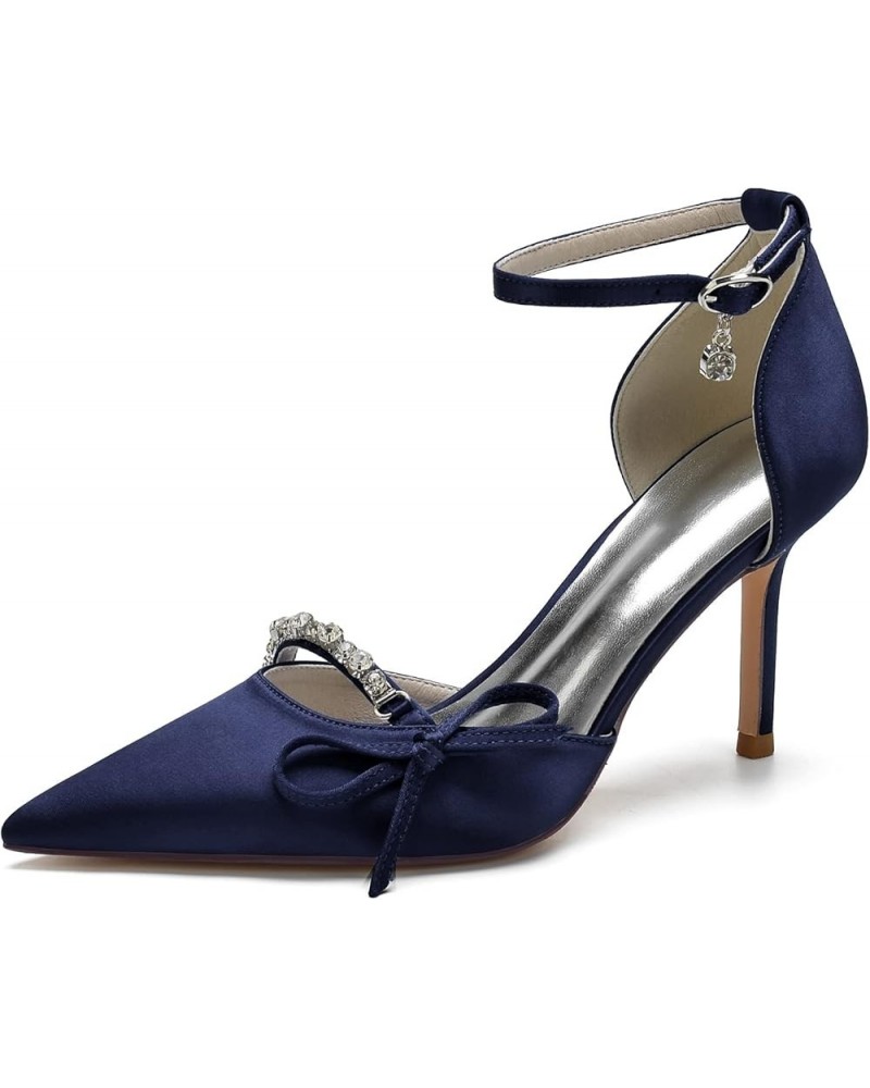 Women's Stiletto High Heels Closed Pointed Toe D'Orsay Dress Pumps Ankle Strap Party Wedding Bridal Shoes Navy $37.43 Pumps