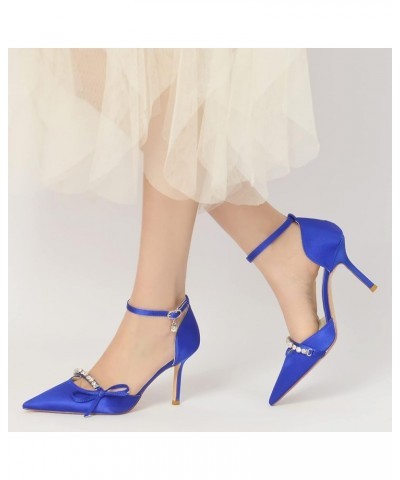 Women's Stiletto High Heels Closed Pointed Toe D'Orsay Dress Pumps Ankle Strap Party Wedding Bridal Shoes Navy $37.43 Pumps