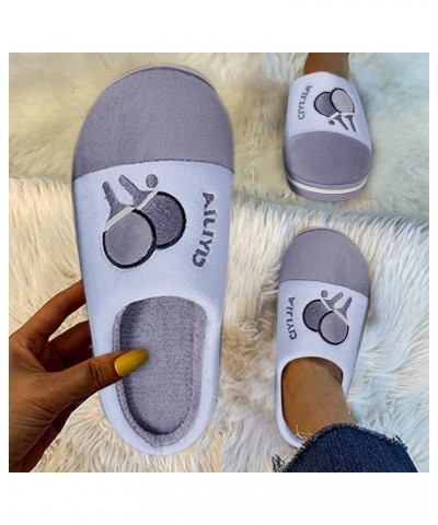 Men Women's Slippers Plush Lined Warm Home Warm Cotton Slippers Winter Home Chunky Arch Support Shoes F-grey $12.23 Slippers