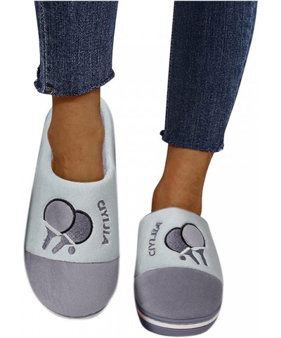 Men Women's Slippers Plush Lined Warm Home Warm Cotton Slippers Winter Home Chunky Arch Support Shoes F-grey $12.23 Slippers