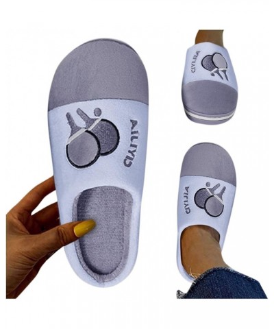 Men Women's Slippers Plush Lined Warm Home Warm Cotton Slippers Winter Home Chunky Arch Support Shoes F-grey $12.23 Slippers