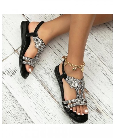 Womens Strappy Open Square Toe Ankle Strap Summer Mid Heels Sandals Non-Slip Slippers Sandals 81-lwvqg-2-black $13.73 Slippers