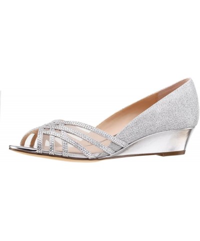 Women Comfortable Peep Toe Mesh Pumps Low Heel Slip On Daily Office Casual Walking Shoes Size 4-16 US Silver $26.10 Pumps