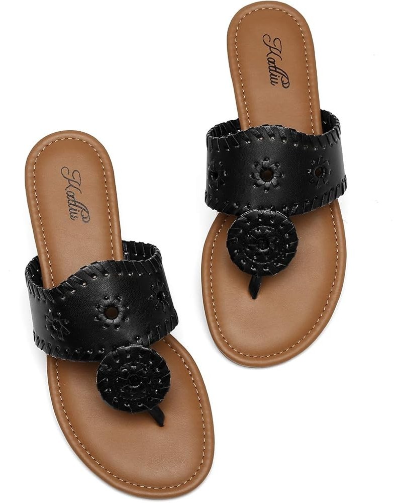 Women's Flat Sandals Flip Flop Sandals Dressy Thong Sandals A-black $19.37 Sandals