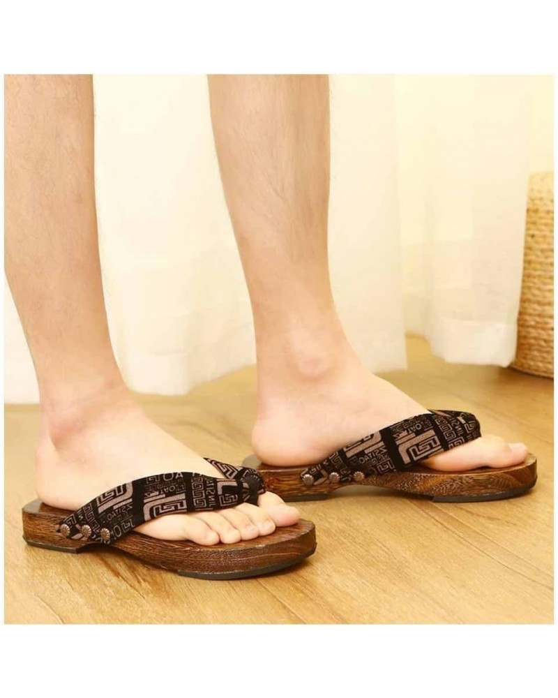 Men's Japanese Wooden Geta Flip Flop,Beach Shoes Non-Slip Sandals ，Women's Healthy Natural GenuineWooden Sole Plain Clogs Uni...