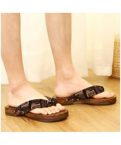 Men's Japanese Wooden Geta Flip Flop,Beach Shoes Non-Slip Sandals ，Women's Healthy Natural GenuineWooden Sole Plain Clogs Uni...