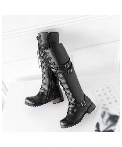 Women's Thigh High Fashion Boots Over The Knee Suede Side Zipper Fashion Boots A5 Black $29.06 Boots