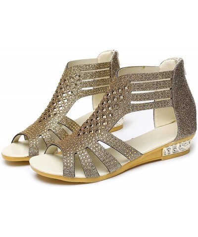 Women'S Sandals Flatshare Women Flip Flops Women Slides Platform Women Wedge Sandals Shiny Rhinestone Platform Wedge He J-gol...