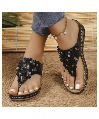 Womens Shoes Size 11 Sandals Ladies Solid Color Leather Flower Decoration Clip Toe Fancy Sandals for Women High Heels Black $...