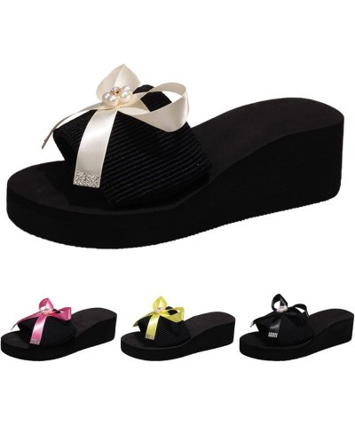 Women's Platform Rhinestone Flip Flop Slides with Arch Support Summer Bohemian Comfortable Soft Cushion Lightweight Wedge San...