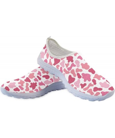 Running Shoes for Women Size 5.5-11.5 Slip on Athletic Shoes Breathable Mesh Sneakers Flats Pink Cow Print $18.69 Athletic Shoes