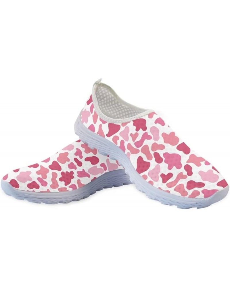 Running Shoes for Women Size 5.5-11.5 Slip on Athletic Shoes Breathable Mesh Sneakers Flats Pink Cow Print $18.69 Athletic Shoes