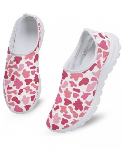 Running Shoes for Women Size 5.5-11.5 Slip on Athletic Shoes Breathable Mesh Sneakers Flats Pink Cow Print $18.69 Athletic Shoes