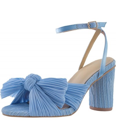 Plus Size Summer Heel Sandals for Women Spring Chunky Heel 2024 Butterfly Beach Trendy Bow Dressy Cute Comfy Fashion Blue $20...