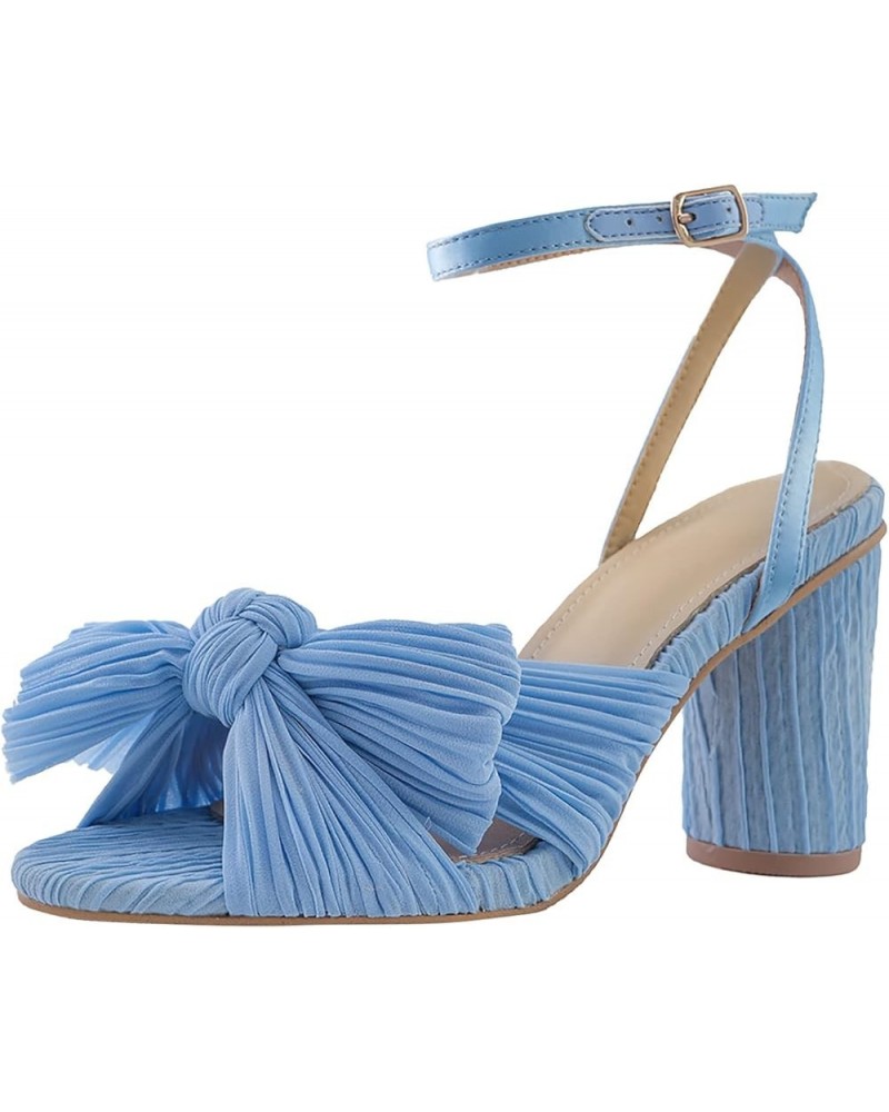 Plus Size Summer Heel Sandals for Women Spring Chunky Heel 2024 Butterfly Beach Trendy Bow Dressy Cute Comfy Fashion Blue $20...