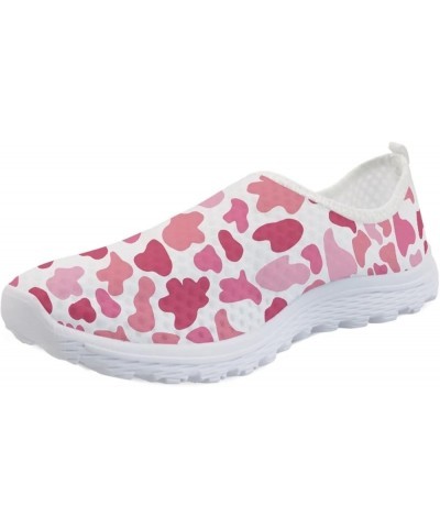 Running Shoes for Women Size 5.5-11.5 Slip on Athletic Shoes Breathable Mesh Sneakers Flats Pink Cow Print $18.69 Athletic Shoes