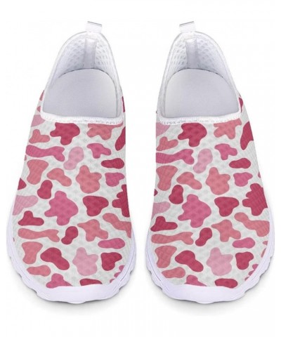 Running Shoes for Women Size 5.5-11.5 Slip on Athletic Shoes Breathable Mesh Sneakers Flats Pink Cow Print $18.69 Athletic Shoes